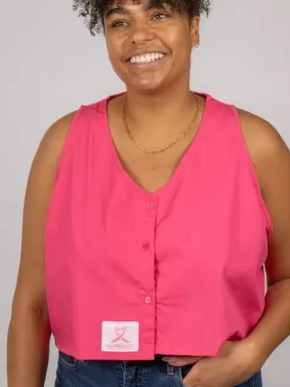 Mammogram Modesty Button-Front Vest designed for your Mammogram exam